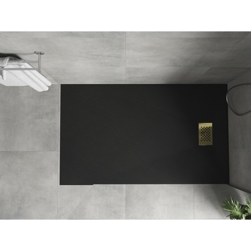 Mexen Hugo ristkülikukujuline SMC dušialus 150 x 90 cm, must, kuldne kate - 42709015-G