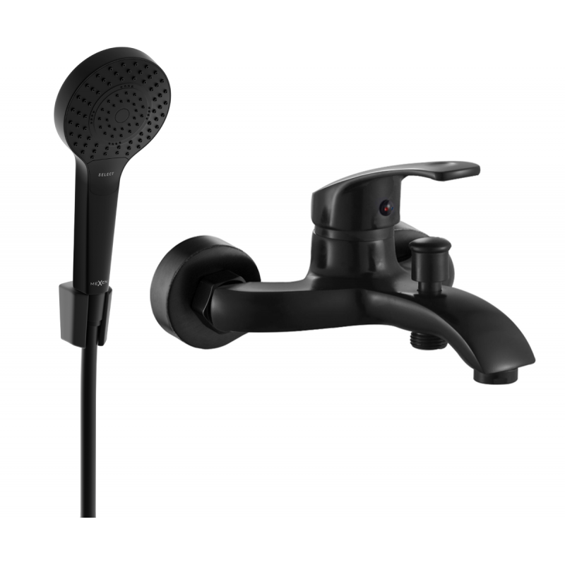 Mexen Fabia R05 bateria de banheira com conjunto de chuveiro, preta - 74653R05-70