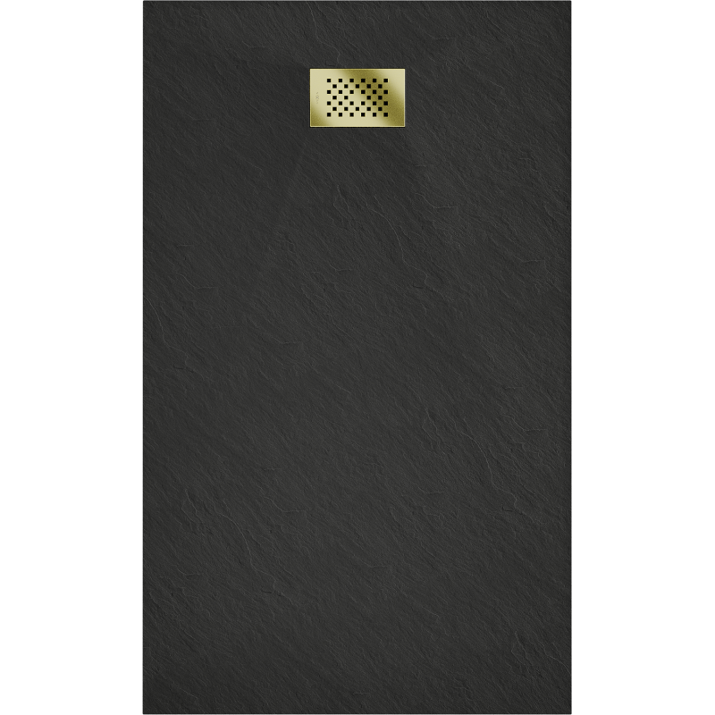 Mexen Hugo brodzik prostokątny SMC 160 x 90 cm, czarny, maskownica złota - 42709016-G