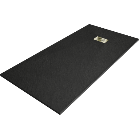 Mexen Hugo rechthoekige douchebak SMC 180 x 90 cm, zwart, gouden afdekplaat - 42709018-G
