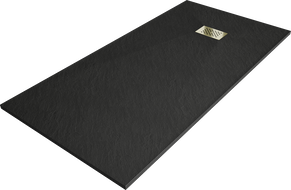 Mexen Hugo plato de ducha rectangular SMC 180 x 90 cm, negro, rejilla dorada - 42709018-G