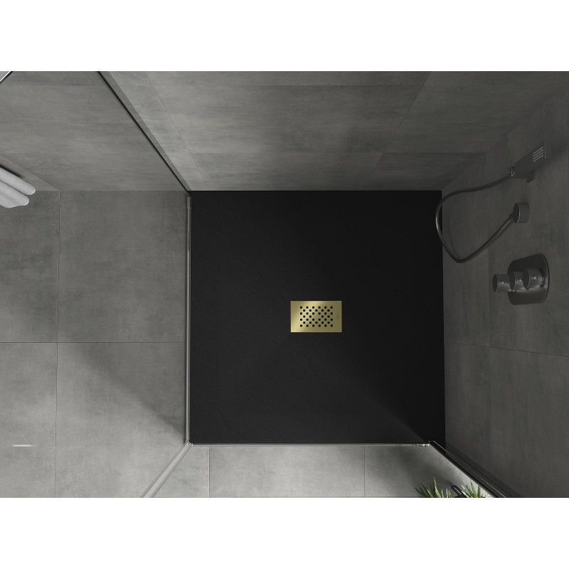 Mexen Hugo kwadrant douchebak SMC 100 x 100 cm, zwart, gouden afdekking - 42701010-G