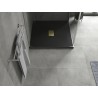 Mexen Hugo brodzik kwadratowy SMC 100 x 100 cm, czarny, maskownica złota - 42701010-G