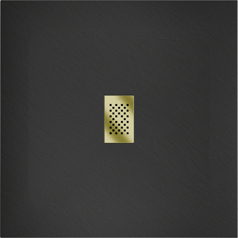 Mexen Hugo plato de ducha cuadrado SMC 100 x 100 cm, negro, embellecedor dorado - 42701010-G