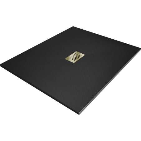 Mexen Hugo baignoire rectangulaire SMC 130 x 100 cm, noir, cache en or - 42701013-G