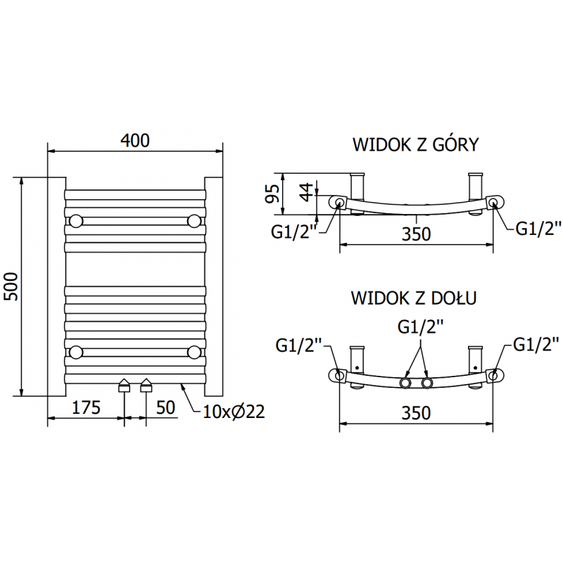 Mexen Ares grzejnik elektryczny 500 x 400 mm, 300 W, chrom - W102-0500-400-2300-01