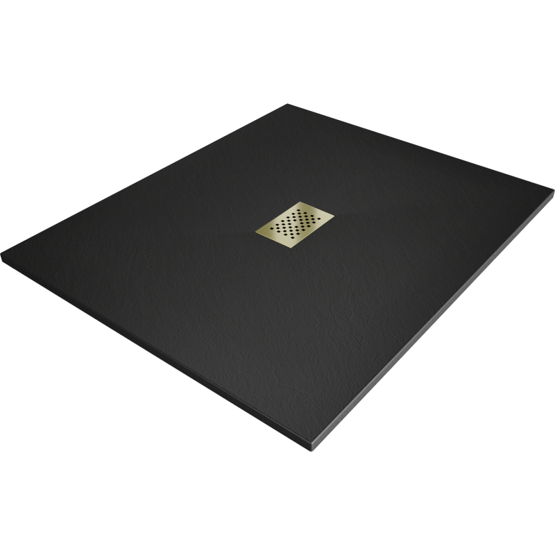 Mexen Hugo receveur de douche rectangulaire SMC 140 x 100 cm, noir, cache doré - 42701014-G