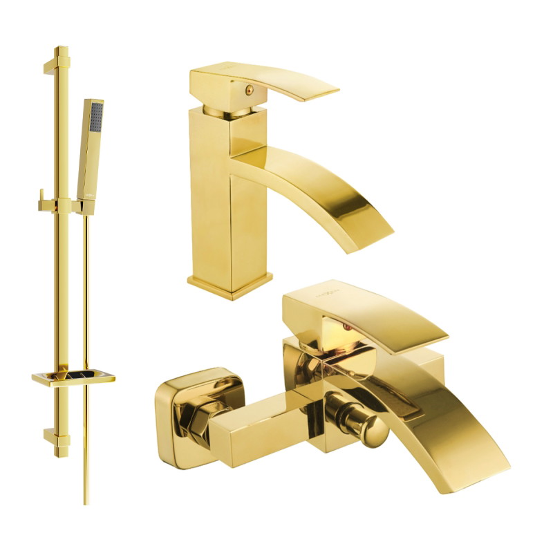 Mexen Libra DQ77 Bathtub Set, Gold - 745103DQ77-50