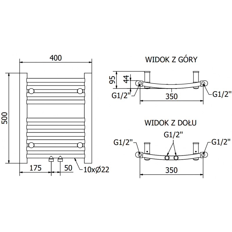 Mexen Ares sähkölämmitin 500 x 400 mm, 300 W, antrasiitti - W102-0500-400-2300-66