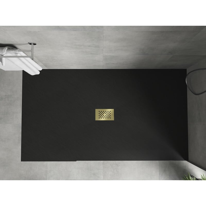 Mexen Hugo piatto doccia rettangolare SMC 160 x 100 cm, nero, copertura dorata - 42701016-G