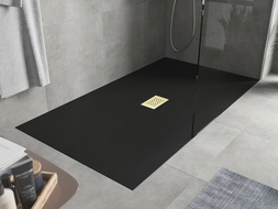 Mexen Hugo receveur de douche rectangulaire SMC 170 x 100 cm, noir, cache doré - 42701017-G