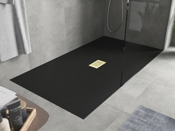 Mexen Hugo rechteckige Duschtasse SMC 170 x 100 cm, schwarz, goldene Abdeckung - 42701017-G