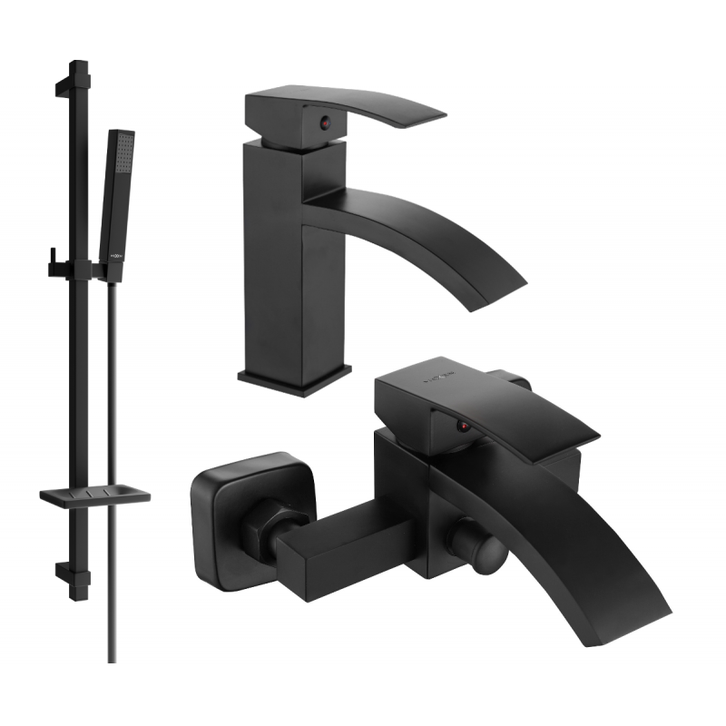 Mexen Libra DQ77 conjunto de bañera, negro - 745103DQ77-70