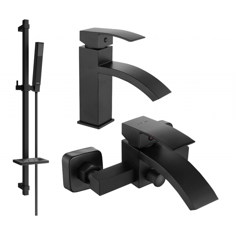 Mexen Libra DQ77 set vasca da bagno, nero - 745103DQ77-70