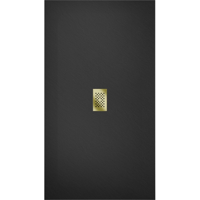 Mexen Hugo plato de ducha rectangular SMC 160 x 100 cm, negro, cubremuros dorado - 42701016-G