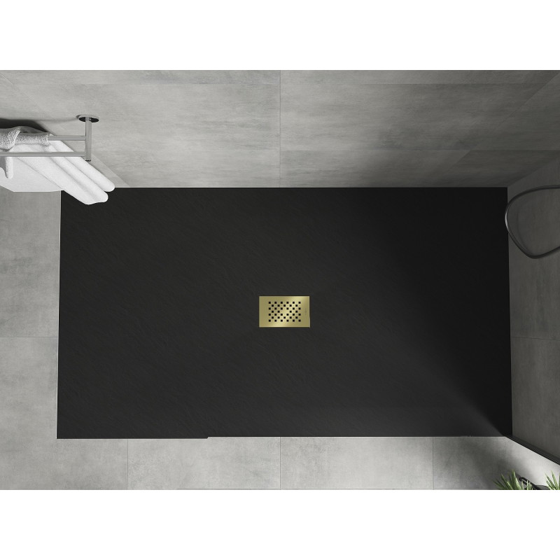 Mexen Hugo ristkülikukujuline SMC dušialus 170 x 100 cm, must, kuldne kate - 42701017-G