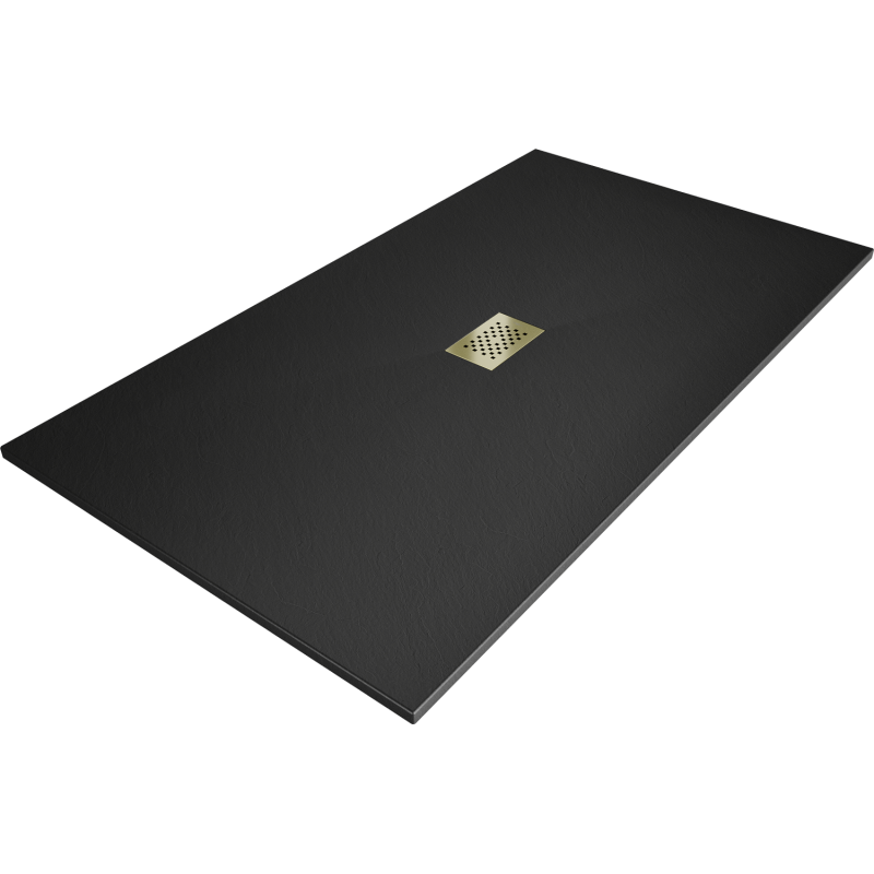 Mexen Hugo receveur rectangulaire SMC 180 x 100 cm, noir, cache doré - 42701018-G