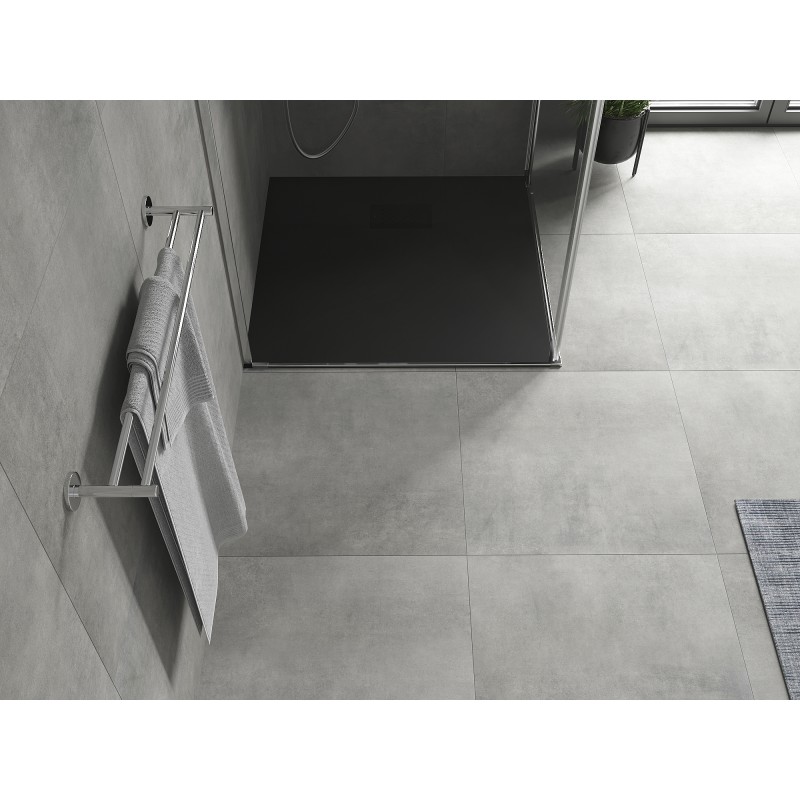Mexen Hugo brodzik kwadratowy SMC 70 x 70 cm, czarny, maskownica czarna - 42707070-B