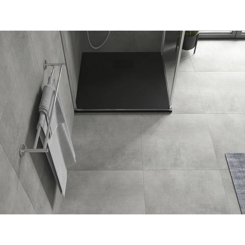 Mexen Hugo brodzik kwadratowy SMC 70 x 70 cm, czarny, maskownica czarna - 42707070-B