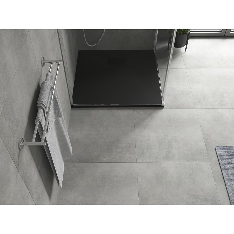 Mexen Hugo brodzik kwadratowy SMC 80 x 80 cm, czarny, maskownica czarna - 42708080-B