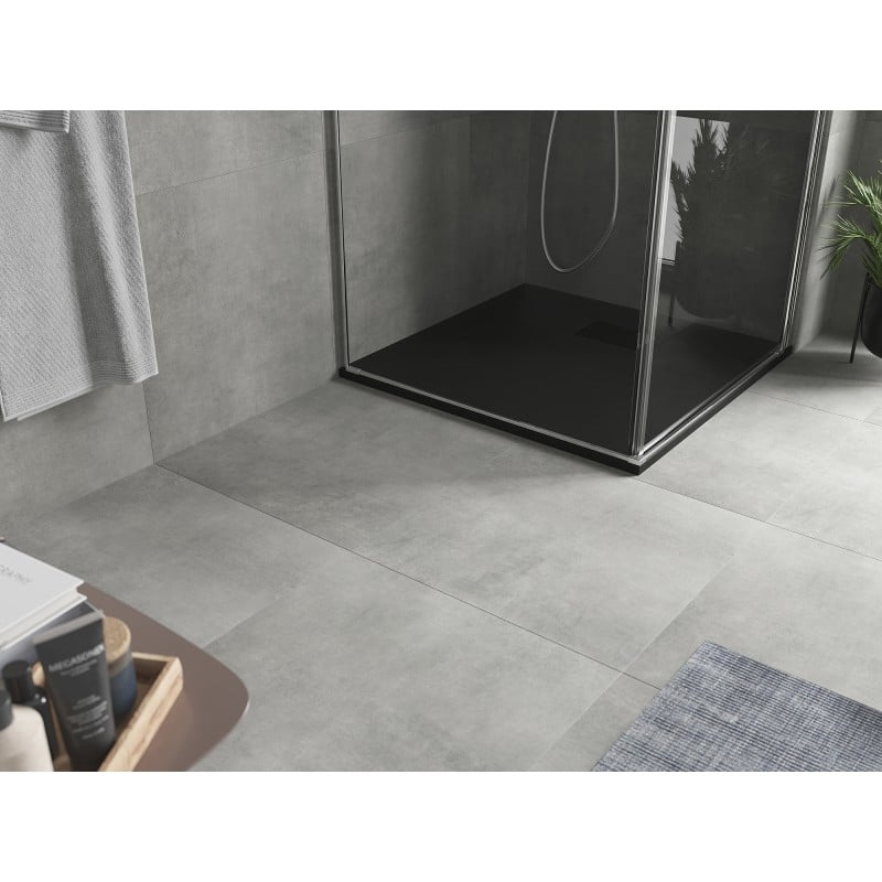 Mexen Hugo brodzik kwadratowy SMC 80 x 80 cm, czarny, maskownica czarna - 42708080-B