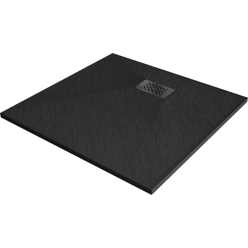 Mexen Hugo brodzik kwadratowy SMC 80 x 80 cm, czarny, maskownica czarna - 42708080-B