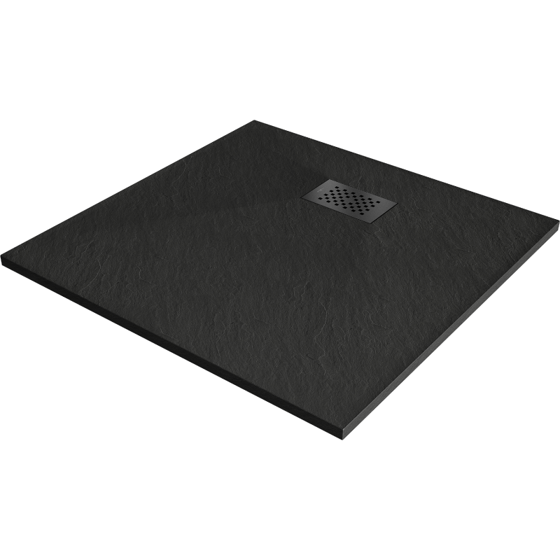 Mexen Hugo brodzik kwadratowy SMC 90 x 90 cm, czarny, maskownica czarna - 42709090-B