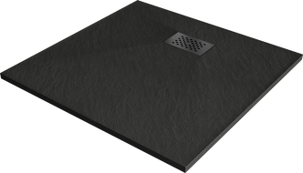 Mexen Hugo brodzik kwadratowy SMC 90 x 90 cm, czarny, maskownica czarna - 42709090-B