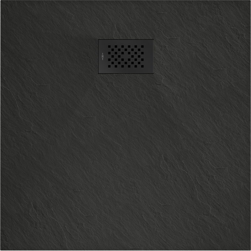 Mexen Hugo brodzik kwadratowy SMC 80 x 80 cm, czarny, maskownica czarna - 42708080-B