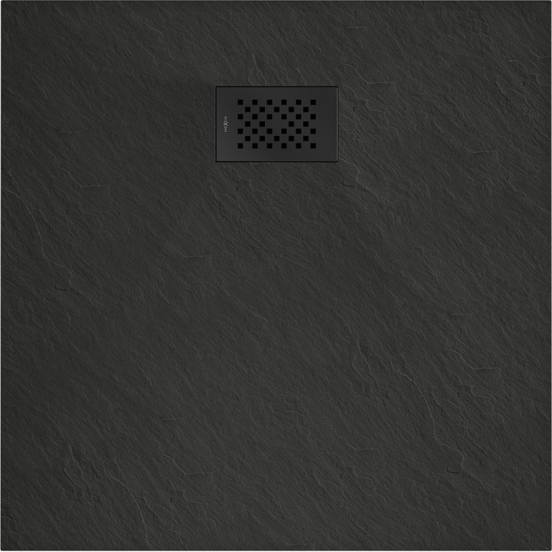 Mexen Hugo plato de ducha cuadrado SMC 80 x 80 cm, negro, cubierta negra - 42708080-B