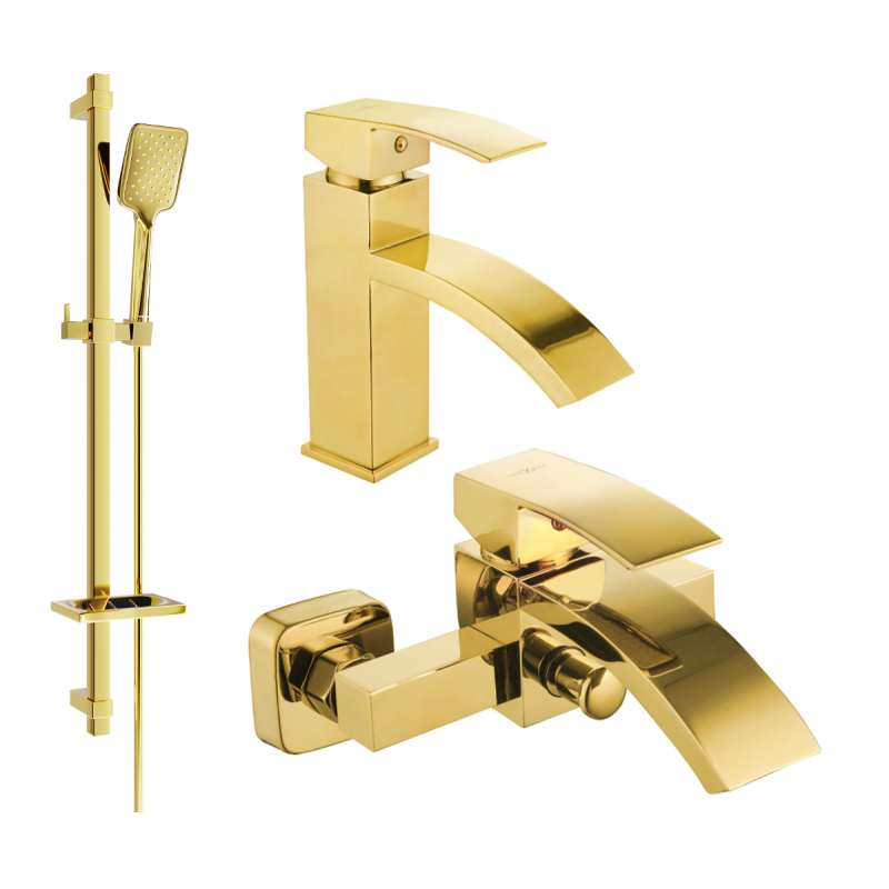 Mexen Libra DQ62 Badezimmerset, Gold - 745103DQ62-50
