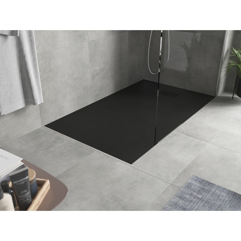 Mexen Hugo rectangular shower tray SMC 140 x 70 cm, black, black cover - 42707014-B
