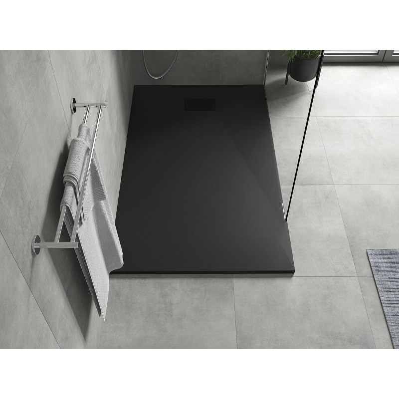 Mexen Hugo rectangular shower tray SMC 160 x 70 cm, black, black cover - 42707016-B