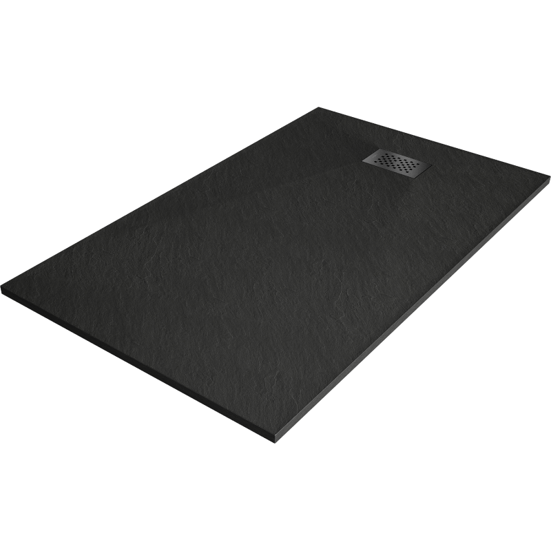 Mexen Hugo rechteckige Duschwanne SMC 160 x 70 cm, schwarz, schwarze Abdeckung - 42707016-B