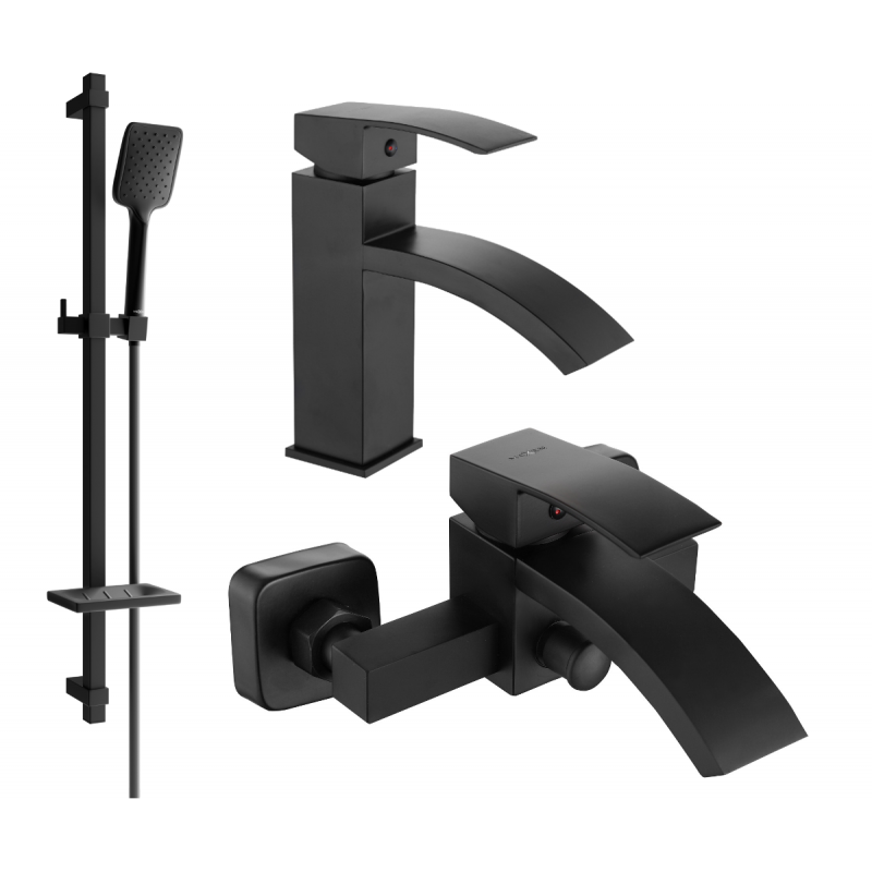 Mexen Libra DQ62 conjunto de bañera, negro - 745103DQ62-70
