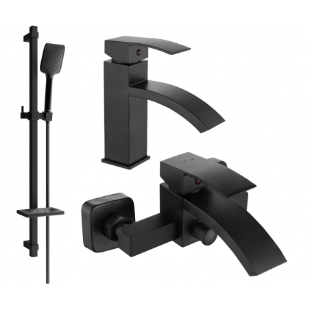 Mexen Libra Juego de baño DQ62, negro - 745103DQ62-70