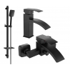 Mexen Libra DQ62 bath set, black - 745103DQ62-70