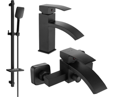 Mexen Libra DQ62 bathtub set, black - 745103DQ62-70