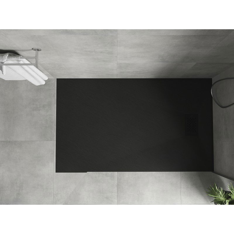 Mexen Hugo rectangular shower tray SMC 140 x 80 cm, black, black cover - 42708014-B