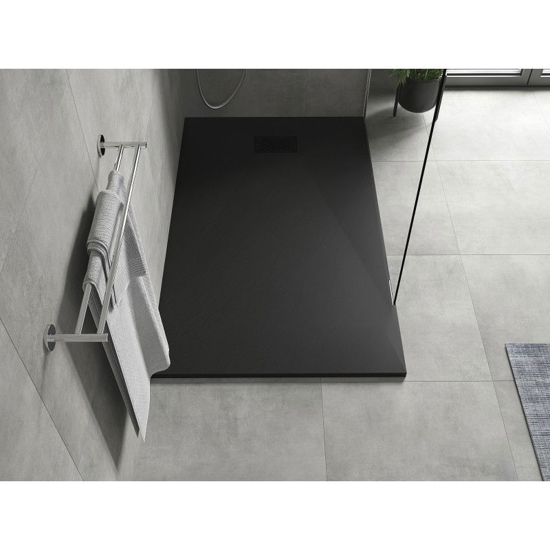 Mexen Hugo piatto doccia rettangolare SMC 140 x 80 cm, nero, copertura nera - 42708014-B