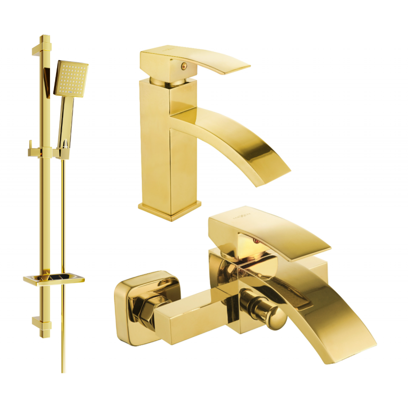 Mexen Libra DQ45 Badewannen-Set, gold - 745103DQ45-50