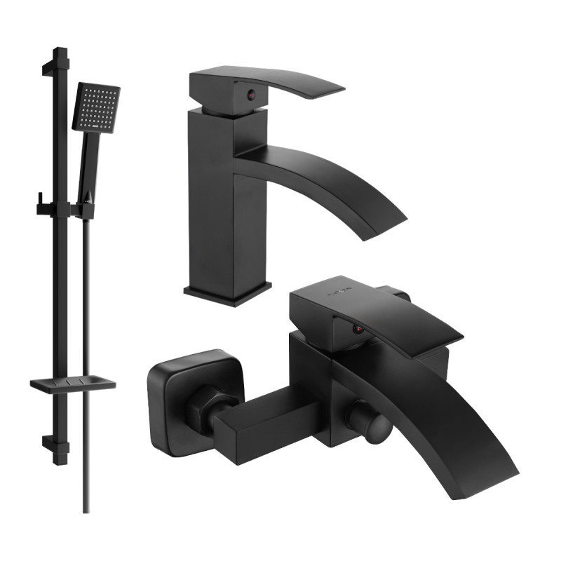 Mexen Libra DQ45 bathtub set, black - 745103DQ45-70