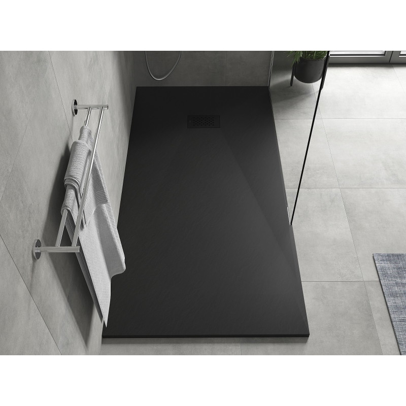 Mexen Hugo brodzik prostokątny SMC 180 x 90 cm, czarny, maskownica czarna - 42709018-B
