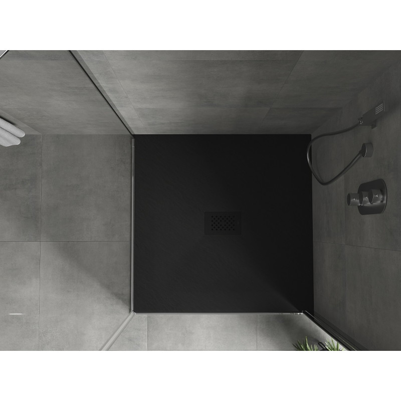 Mexen Hugo SMC vierkante douchebak 100 x 100 cm, zwart, zwarte afdekking - 42701010-B