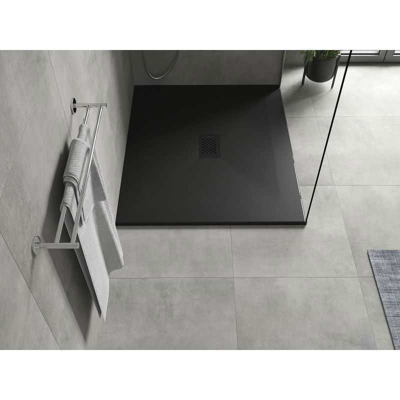 Mexen Hugo piatto doccia rettangolare SMC 110 x 100 cm, nero, copertura nera - 42701011-B
