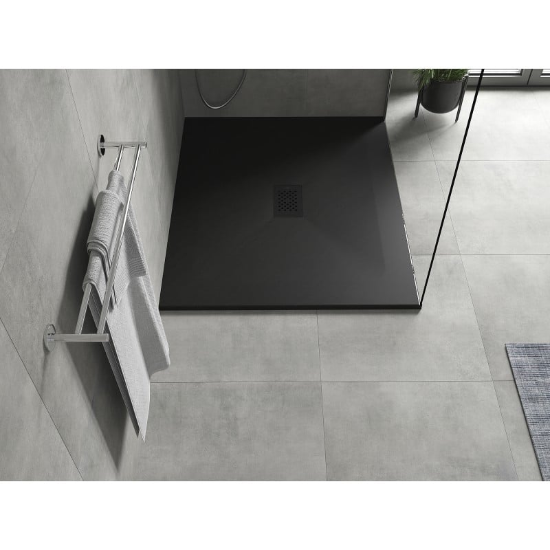 Mexen Hugo rectangular SMC shower tray 110 x 100 cm, black, black cover - 42701011-B