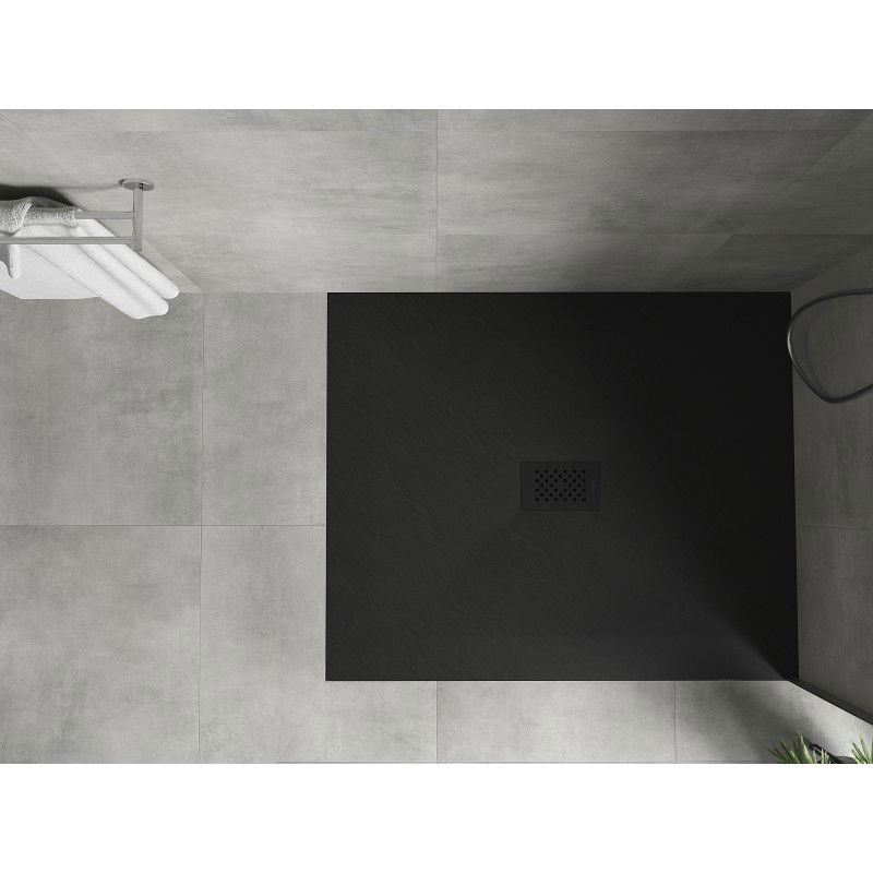 Mexen Hugo plato de ducha rectangular SMC 120 x 100 cm, negro, cubierta negra - 42701012-B