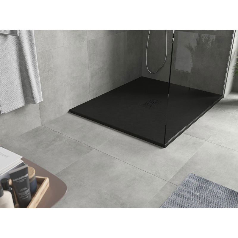 Mexen Hugo rectangular SMC shower tray 120 x 100 cm, black, black cover - 42701012-B