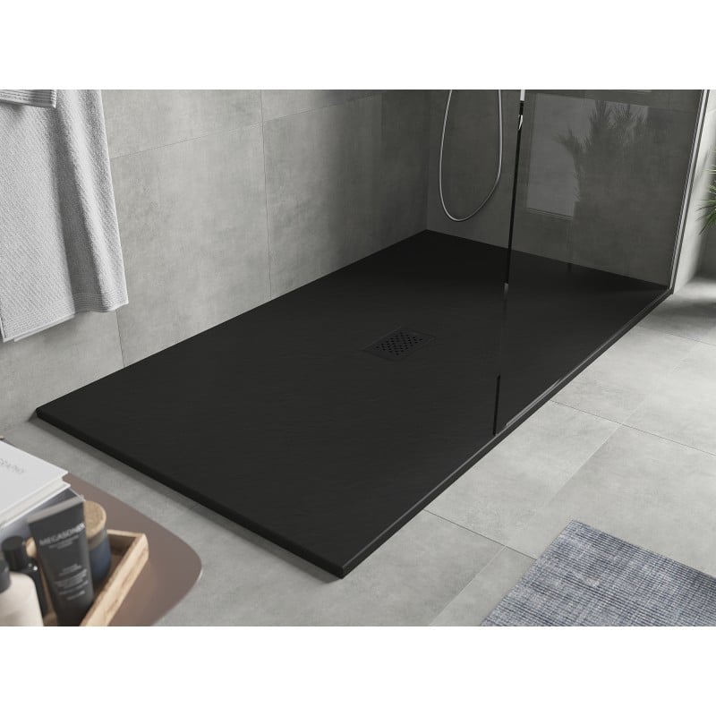 Mexen Hugo rectangular shower tray SMC 150 x 100 cm, black, black cover - 42701015-B