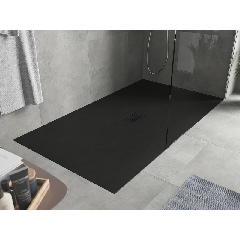 Mexen Hugo brodzik prostokątny SMC 200 x 100 cm, czarny, maskownica czarna - 42701020-B